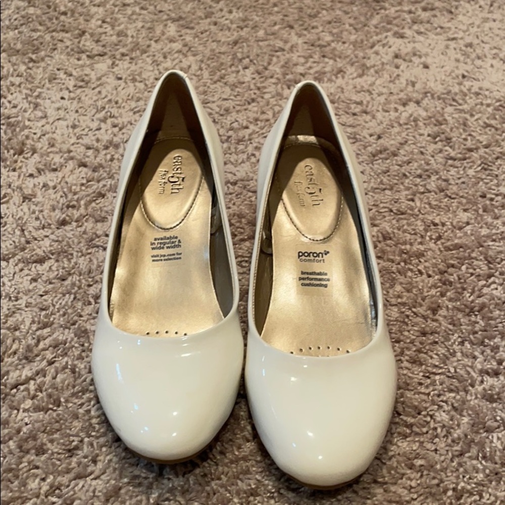 White patten leather heel